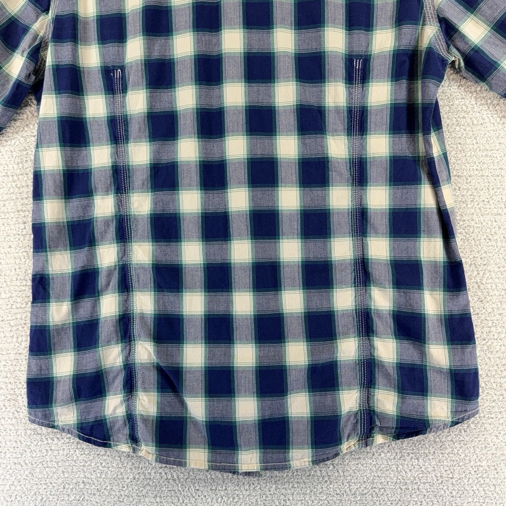 True Religion Western Pearl Snap Shirt Mens Large Blue White Plaid Long Sleeve - Picture 10 of 15